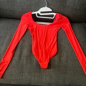 aerie Womens Long Sleeve Red Bodysuit- Never worn